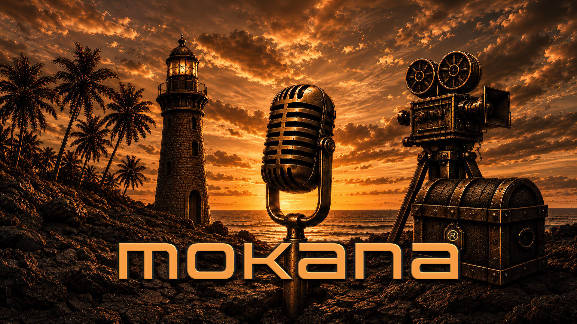 MOKANA Infinite Series — Created Without Consent | Voice, Vision & Freedom MOKANA Infinite Series Created Without Consent artwork featuring a lighthouse of guidance, microphone of wisdom, camera of creative vision, and treasure chest symbolizing freedom and self-discovery.